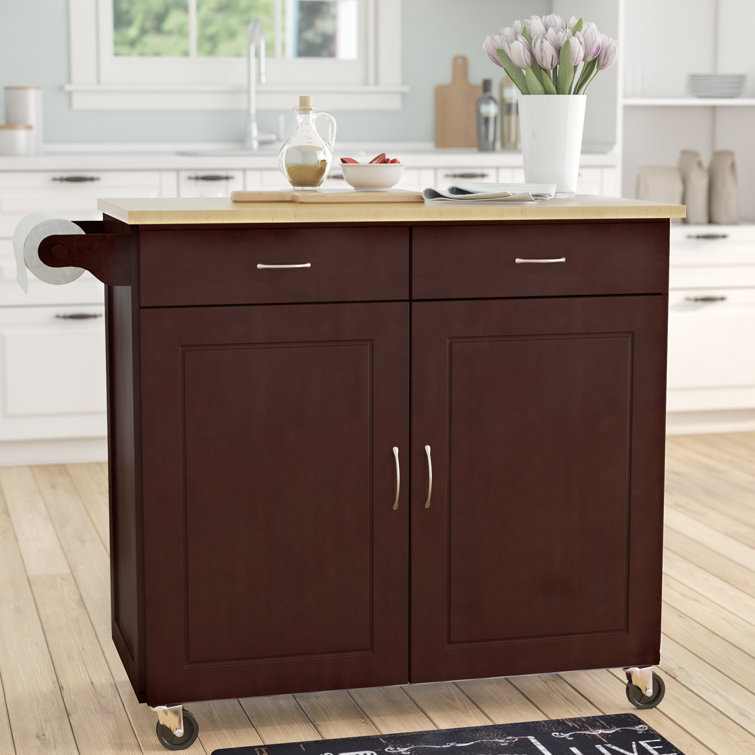Alcott Hill® Sammons 43'' Wide Rolling Kitchen Island with Solid Wood